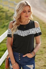 Load image into Gallery viewer, Leopard Cold-Shoulder Tee Shirt
