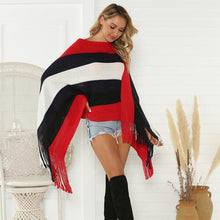 Load image into Gallery viewer, Striped Fringe Trim Poncho
