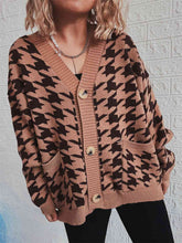 Load image into Gallery viewer, Houndstooth Botton Front  Cardigan with Pockets
