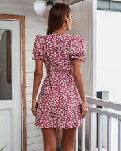 Load image into Gallery viewer, Ditsy Floral Cutout Puff Sleeve Mini Dress
