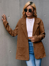 Load image into Gallery viewer, Corduroy Long Sleeve Blazer with Pockets
