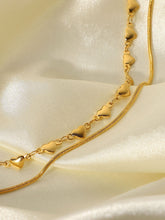 Load image into Gallery viewer, Double-Layered Heart and Snake Chain Necklace
