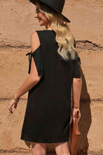 Load image into Gallery viewer, Tied Cold-Shoulder V-Neck Mini Dress
