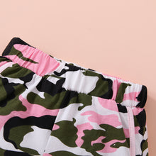 Load image into Gallery viewer, HELLO GIRL Graphic Tee and Camouflage Shorts Set
