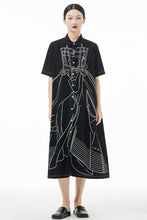 Load image into Gallery viewer, Graphic Button Front Midi Shirt Dress
