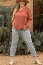 Load image into Gallery viewer, Plus Size Notched Long Sleeve T-Shirt
