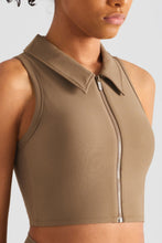 Load image into Gallery viewer, Zip Up Collared Cropped Sports Top
