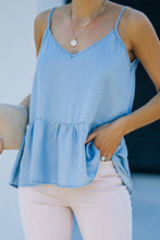 Load image into Gallery viewer, V-Neck Denim Peplum Cami
