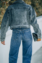 Load image into Gallery viewer, Acid Wash Lapel Collar Cropped Denim Jacket
