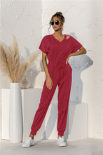 Load image into Gallery viewer, Cut Out V-neck Drawstring Jumpsuit
