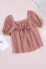 Load image into Gallery viewer, Polka Dot Tie-Back Puff Sleeve Blouse
