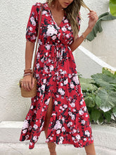 Load image into Gallery viewer, Floral Split Tie-Waist Dress
