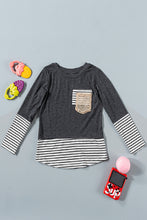 Load image into Gallery viewer, Girls Striped Color Block Sequin Pocket Top
