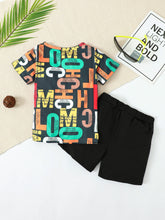 Load image into Gallery viewer, Slogan Print Round Neck Top and Shorts Set
