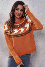 Load image into Gallery viewer, Ghost Pattern Round Neck Long Sleeve Sweater
