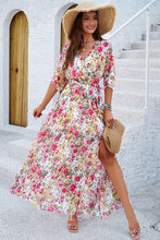 Load image into Gallery viewer, Printed Tied Half Sleeve Slit Dress
