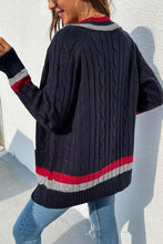 Load image into Gallery viewer, Open Front Striped Long Sleeve Cardigan
