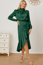 Load image into Gallery viewer, Mock Neck Ruffled Asymmetrical Dress
