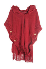 Load image into Gallery viewer, Fringe Hem Hooded Poncho
