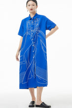 Load image into Gallery viewer, Graphic Button Front Midi Shirt Dress
