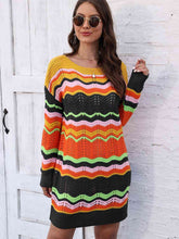 Load image into Gallery viewer, Openwork Round Neck Sweater Dress
