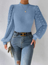 Load image into Gallery viewer, Swiss Dot Waffle-Knit Lantern Sleeve T-Shirt
