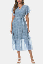 Load image into Gallery viewer, Surplice Neck Flutter Sleeve Tied Dress
