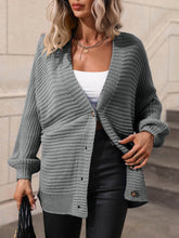 Load image into Gallery viewer, Button Down Horizontal-Ribbing Longline Cardigan
