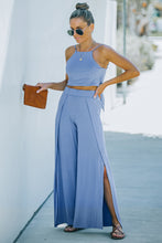 Load image into Gallery viewer, Cropped Tie-Back Cami and Split Pants Set
