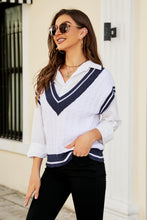 Load image into Gallery viewer, Contrast V-Neck Cap Sleeve Sweater Vest
