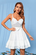 Load image into Gallery viewer, Eyelet Tie-Waist Spaghetti Strap Layered Dress
