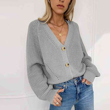 Load image into Gallery viewer, Button Up V-Neck Long Sleeve Cardigan
