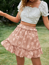 Load image into Gallery viewer, Botanical Print Frill Trim Tiered Skirt
