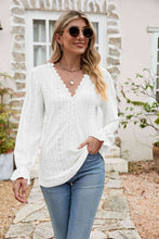 Load image into Gallery viewer, Eyelet Lace Trim Flounce Sleeve Blouse
