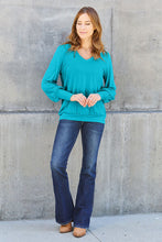Load image into Gallery viewer, Basic Bae Full Size V-Neck Lantern Sleeve Blouse
