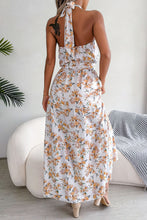 Load image into Gallery viewer, Floral Tie Waist Backless Maxi Dress
