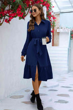 Load image into Gallery viewer, Long Sleeve Tie Waist Shirt Dress
