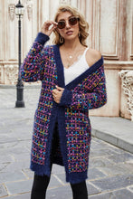 Load image into Gallery viewer, Multicolored Ribbed Trim Open Front Cardigan with Pockets
