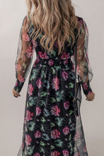 Load image into Gallery viewer, Somcked Floral V-Neck Long Sleeve Dress
