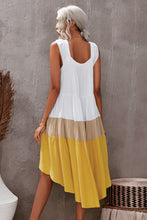 Load image into Gallery viewer, Color Block Square Neck High-Low Midi Dress
