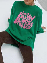 Load image into Gallery viewer, PINKY PROMISE Round Neck Drop Shoulder Sweater
