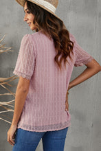 Load image into Gallery viewer, Swiss Dot Lace Trim Plunge Blouse
