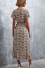 Load image into Gallery viewer, Floral Surplice Neck Tied Midi Dress
