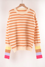 Load image into Gallery viewer, Warm Spice Striped Round Neck Sweater
