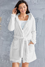 Load image into Gallery viewer, Fuzzy Tied Pocketed Hooded Lounge Nightgown
