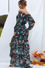 Load image into Gallery viewer, Floral Ruffle Trim Off-Shoulder  Dress
