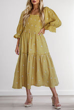 Load image into Gallery viewer, Smocked Square Neck Flounce Sleeve Dress
