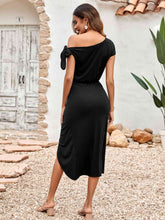 Load image into Gallery viewer, Asymmetrical Front Slit Midi Dress
