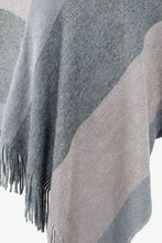 Load image into Gallery viewer, Color Block Fringe Hem Poncho
