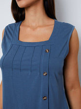 Load image into Gallery viewer, Square Neck Decorative Button Tank

